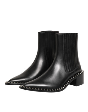 Schwarzes Leder Nieten Männer kurze Stiefel Schuhe