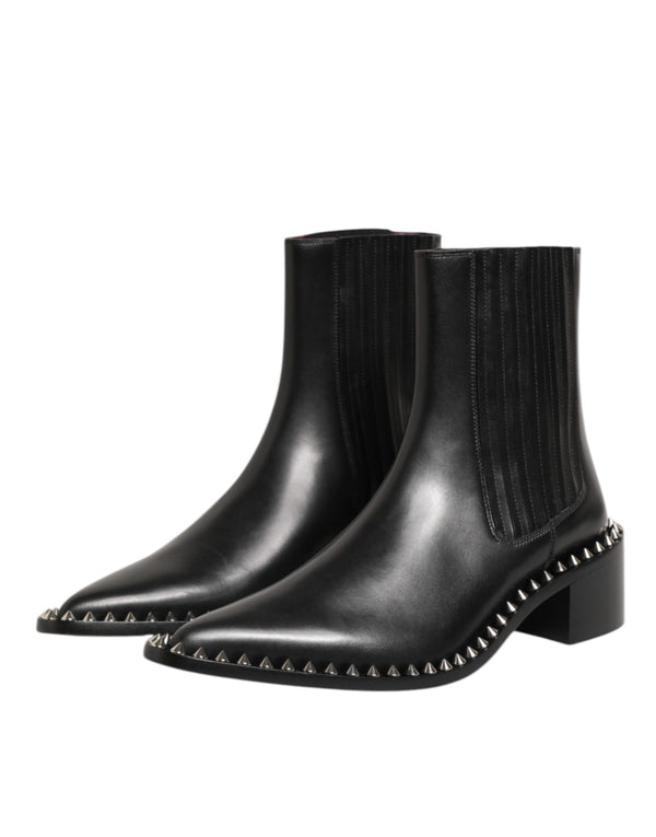 Schwarzes Leder Nieten Männer kurze Stiefel Schuhe