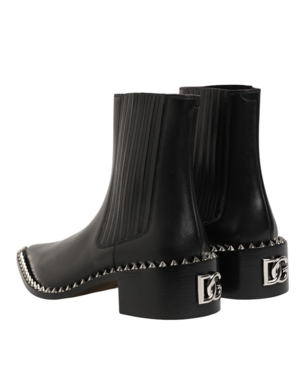 Schwarzes Leder Nieten Männer kurze Stiefel Schuhe