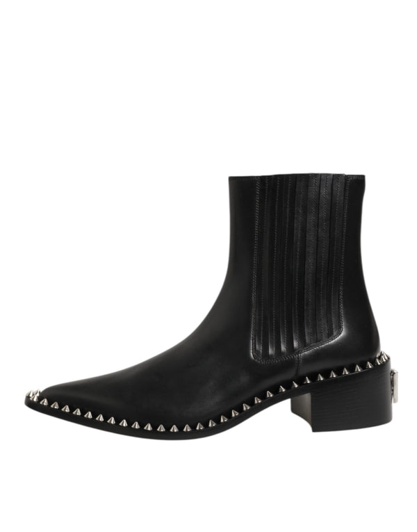 Schwarzes Leder Nieten Männer kurze Stiefel Schuhe