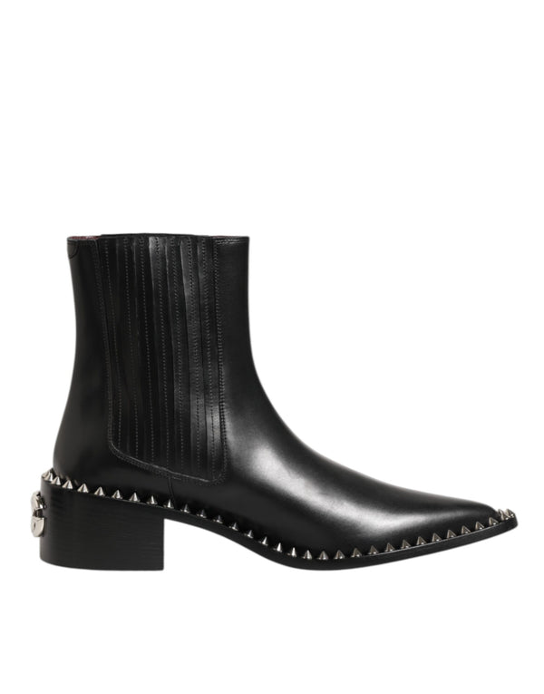 Schwarzes Leder Nieten Männer kurze Stiefel Schuhe