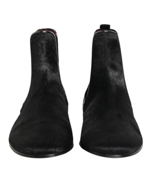 Schwarz Leder Pelz Männer CHELSEA Stiefel Schuhe