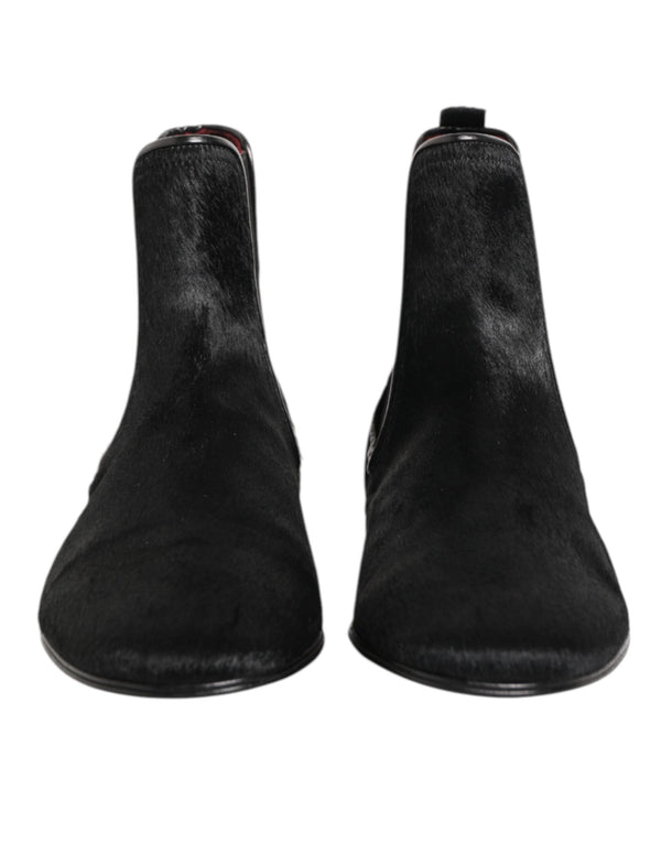Schwarz Leder Pelz Männer CHELSEA Stiefel Schuhe