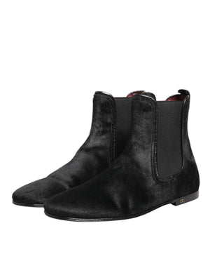 Schwarz Leder Pelz Männer CHELSEA Stiefel Schuhe