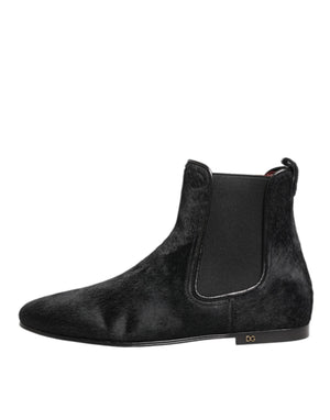 Schwarz Leder Pelz Männer CHELSEA Stiefel Schuhe