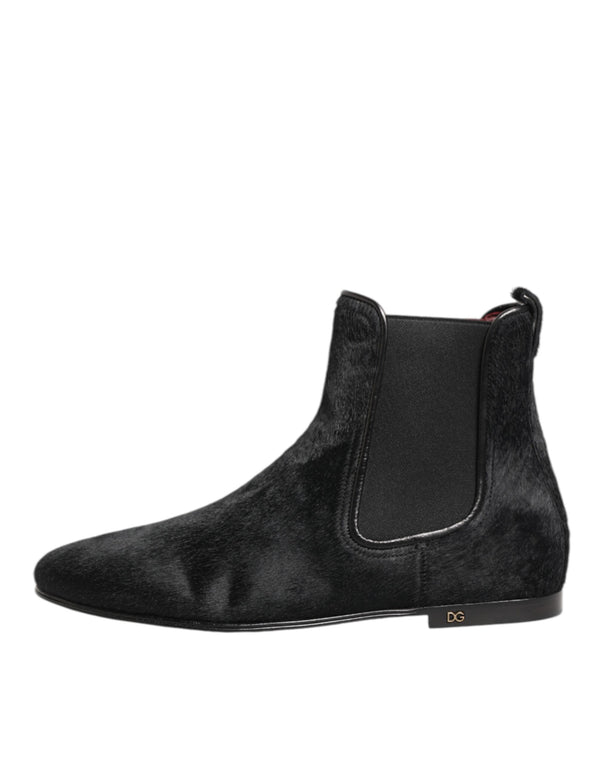 Schwarz Leder Pelz Männer CHELSEA Stiefel Schuhe