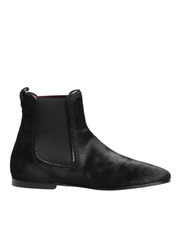 Schwarz Leder Pelz Männer CHELSEA Stiefel Schuhe