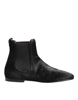 Schwarz Leder Pelz Männer CHELSEA Stiefel Schuhe