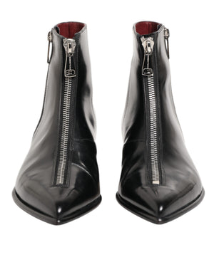 Schwarzes Kalbsleder Herren SHORT Stiefel Schuhe