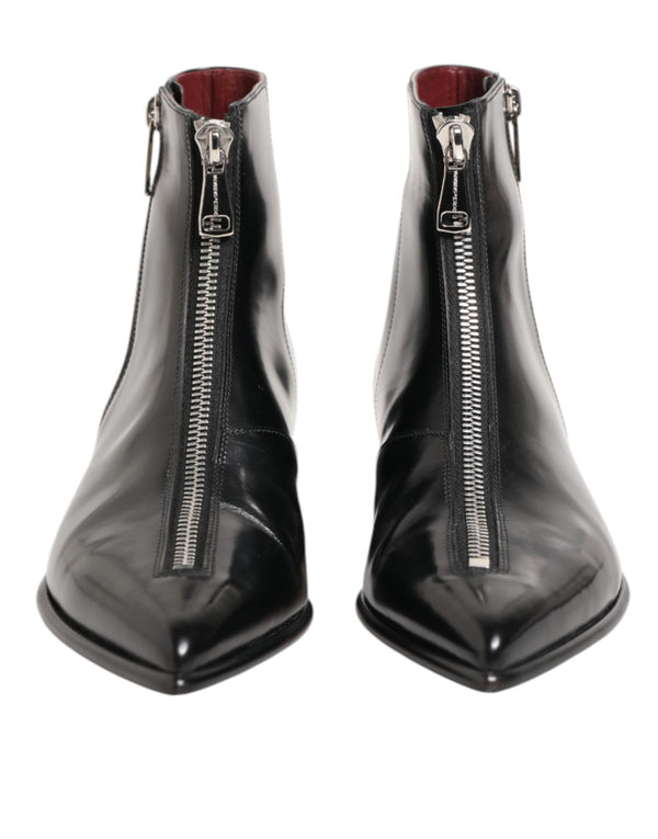 Schwarzes Kalbsleder Herren SHORT Stiefel Schuhe