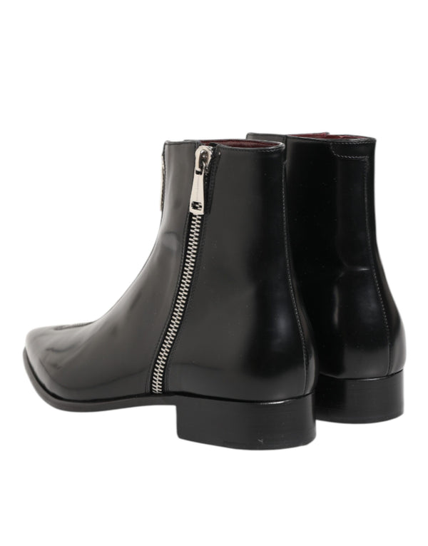 Schwarzes Kalbsleder Herren SHORT Stiefel Schuhe