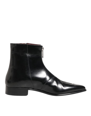 Schwarzes Kalbsleder Herren SHORT Stiefel Schuhe