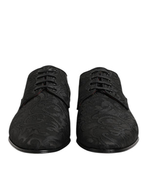 Schwarz Brokat Lace Up Derby Männer Kleid Schuhe