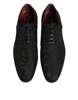 Schwarz Brokat Lace Up Derby Männer Kleid Schuhe