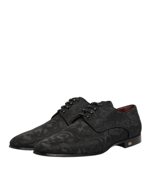 Schwarz Brokat Lace Up Derby Männer Kleid Schuhe