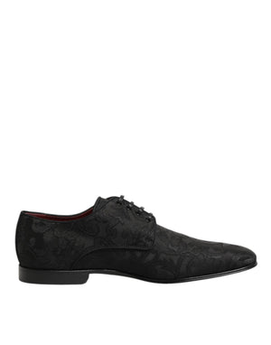 Schwarz Brokat Lace Up Derby Männer Kleid Schuhe
