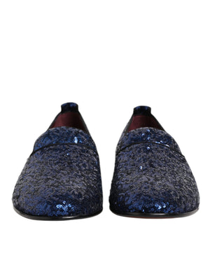 Blau Pailletten Loafers Hausschuhe Männer Kleid Schuhe