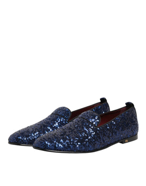Blau Pailletten Loafers Hausschuhe Männer Kleid Schuhe