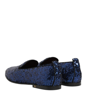 Blau Pailletten Loafers Hausschuhe Männer Kleid Schuhe