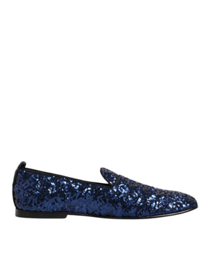 Blau Pailletten Loafers Hausschuhe Männer Kleid Schuhe