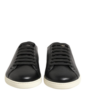 Schwarze Leder Schnürschuhe Low Top Sneakers Schuhe