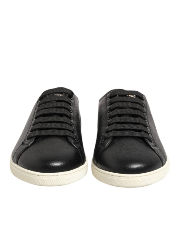Schwarze Leder Schnürschuhe Low Top Sneakers Schuhe