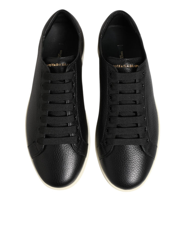 Schwarze Leder Schnürschuhe Low Top Sneakers Schuhe