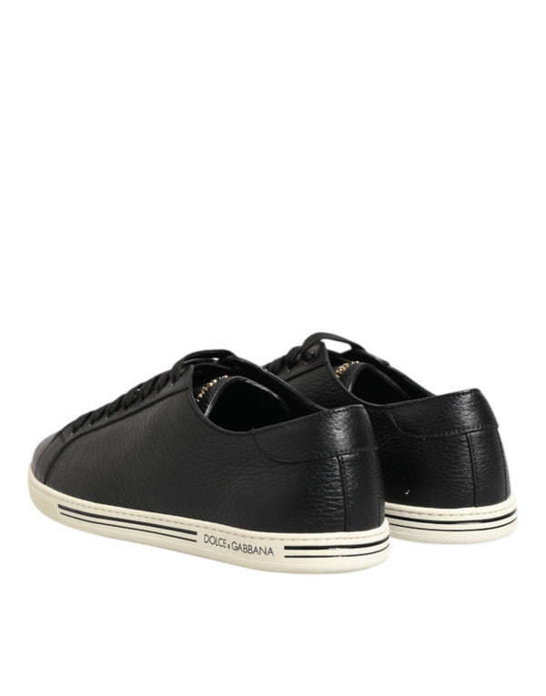 Schwarze Leder Schnürschuhe Low Top Sneakers Schuhe