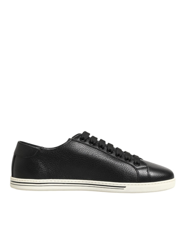 Schwarze Leder Schnürschuhe Low Top Sneakers Schuhe