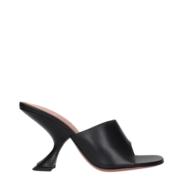 Schwarze Leder-Stilettos mit Pfennigabsatz