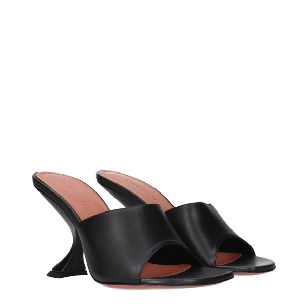 Schwarze Leder-Stilettos mit Pfennigabsatz