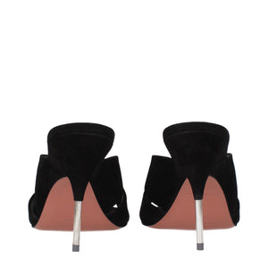 Schwarze Leder-Stilettosandalen