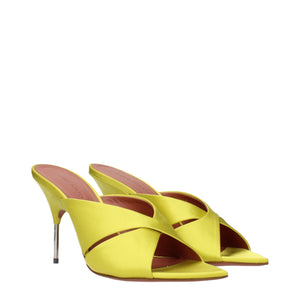 Grüne Satin-Stilettosandalen