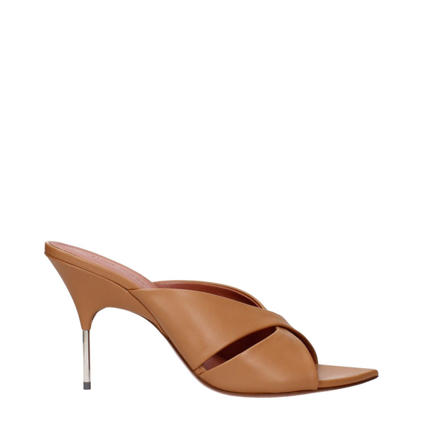 Braune Leder-Stilettosandalen