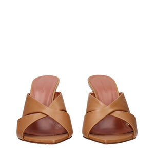 Braune Leder-Stilettosandalen