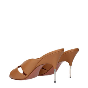 Braune Leder-Stilettosandalen