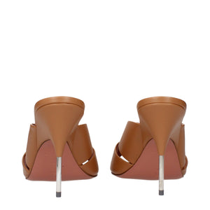 Braune Leder-Stilettosandalen