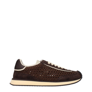 Braune Stoff-Sneaker mit niedrigem Schaft