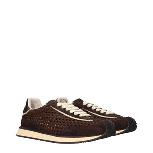 Braune Stoff-Sneaker mit niedrigem Schaft