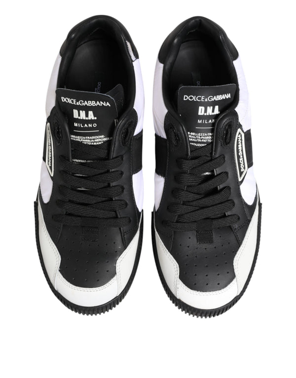Schwarz Weiß Leder MIAMI Low Top Sneakers Schuhe