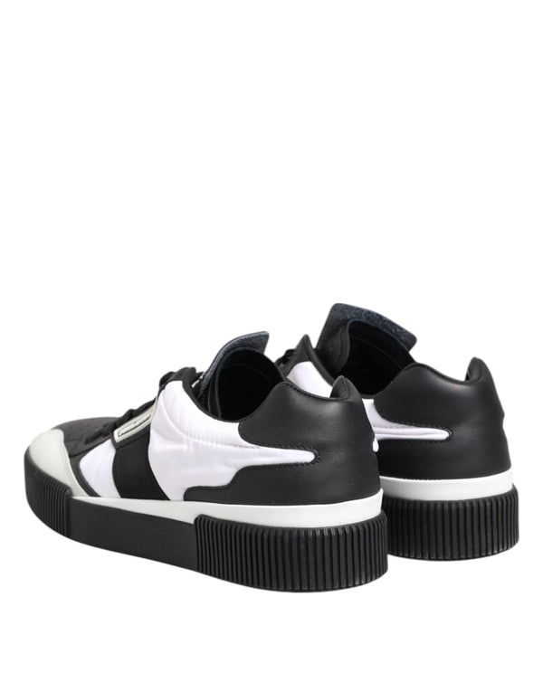 Schwarz Weiß Leder MIAMI Low Top Sneakers Schuhe