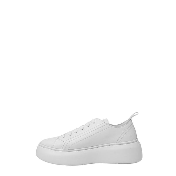 Weiße Leder-Plateau-Sneaker