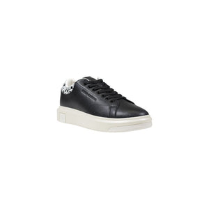 Schwarze und Weiße Leder-Sneaker Low-Top