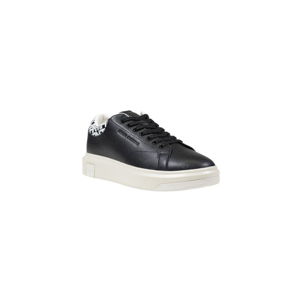 Schwarze und Weiße Leder-Sneaker Low-Top