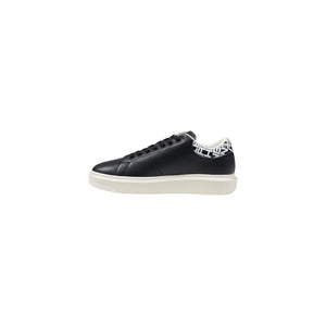 Schwarze und Weiße Leder-Sneaker Low-Top