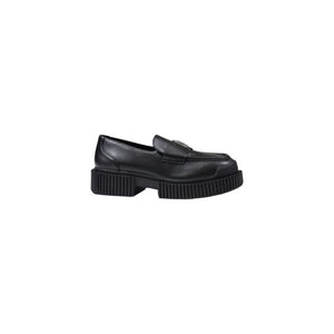 Schwarze Leder-Plateau-Pumps