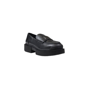 Schwarze Leder-Plateau-Pumps