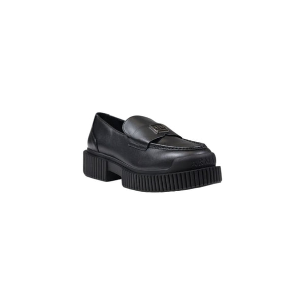Schwarze Leder-Plateau-Pumps
