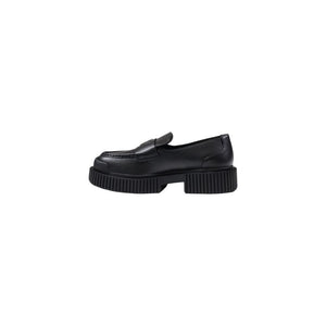 Schwarze Leder-Plateau-Pumps