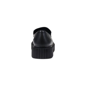 Schwarze Leder-Plateau-Pumps
